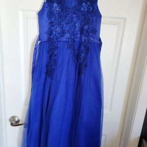 Royal blue, tulle and applique princess/pageant ball gown
